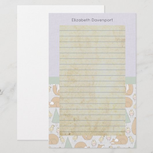 Schattigee Woodland Animal Creatures met Lined Briefpapier (Voorkant / Achterkant)