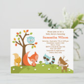 Schattigee Woodland Animal Invitation Kaart (Staand voorkant)