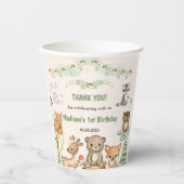 Schattigee Woodland Animals 1e Verjaardag Party Pa Papieren Bekers (Voorkant)