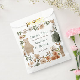 Schattigee Woodland Animals 1st Verjaardag Feest F Bedankzakje