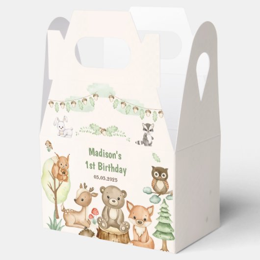 Schattigee Woodland Animals 1st Verjaardag Party F Bedankdoosjes (Geopend)
