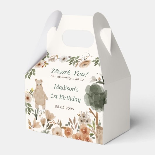 Schattigee Woodland Animals 1st Verjaardag Party F Bedankdoosjes (Voorkant Zijde)