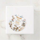Schattigee Woodland Animals 1st Verjaardag Party F Bedankjes Labels (In situ)