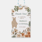 Schattigee Woodland Animals 1st Verjaardag Party G Cadeaulabel (Achterkant)