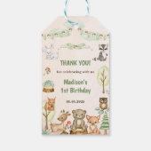 Schattigee Woodland Animals 1st Verjaardag Party G Cadeaulabel (Achterkant)