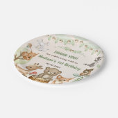 Schattigee Woodland Animals 1st Verjaardag Party P Papieren Bordje (Gekanteld)