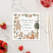 Schattigee Woodland Animals 1st Verjaardag Party S Servet (Insitu)