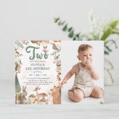 Schattigee Woodland Animals 2e verjaardagsfeest fo Kaart (Staand voorkant)