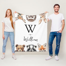 Schattigee Woodland Animals Baby Nursery Room Fleece Deken