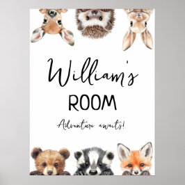 Schattigee Woodland Animals Baby Nursery Room Post Poster