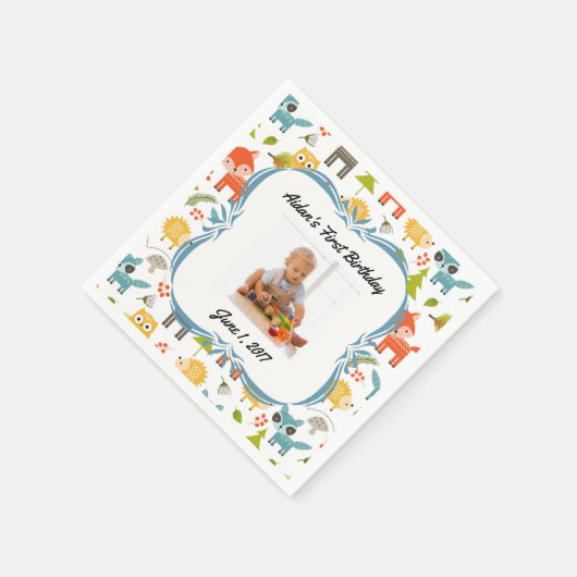 Schattigee Woodland Animals Custom Photo Party ser Servetten (Hoek)