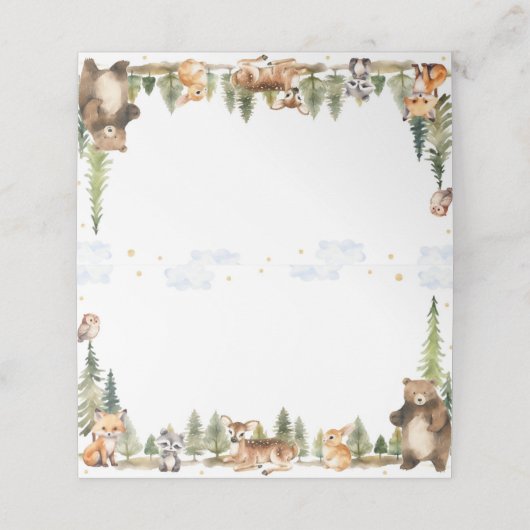 Schattigee Woodland Animals Food Tent Place Card Plaatskaartje (Buitenkant ongevouwen)