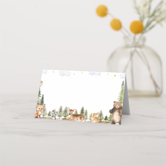 Schattigee Woodland Animals Food Tent Place Card Plaatskaartje (Voorkant)