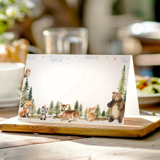 Schattigee Woodland Animals Food Tent Place Card Plaatskaartje