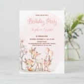 Schattigee Woodland Animals Girl Wild Een 1e Verja Kaart (Staand voorkant)