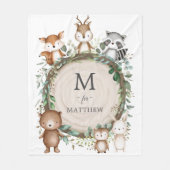 Schattigee Woodland Animals Greenery Custom Monogr Fleece Deken (Voorkant)