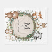 Schattigee Woodland Animals Greenery Custom Monogr Fleece Deken (Voorkant (Horizontaal))