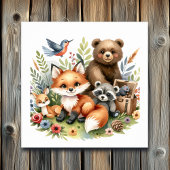 Schattigee Woodland Animals Nursery Art Poster