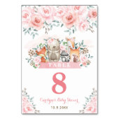 Schattigee Woodland Animals Pastel Roze Bloemen Ba Kaart (Achterkant)