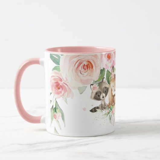 Schattigee Woodland Animals Pink Blush Floral Cust Mok (Links)