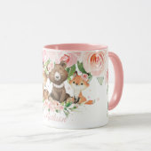 Schattigee Woodland Animals Pink Blush Floral Cust Mok (Voorkant rechts)