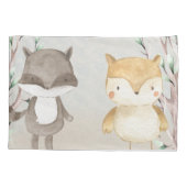 Schattigee Woodland Animals Wasbeer en uil Kussensloop (Achterkant)