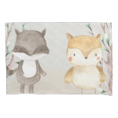 Schattigee Woodland Animals Wasbeer en uil Kussensloop (Voorkant)