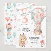 Schattigee Woodland Animals Waterverf Verjaardag v Kaart (Voorkant / Achterkant)