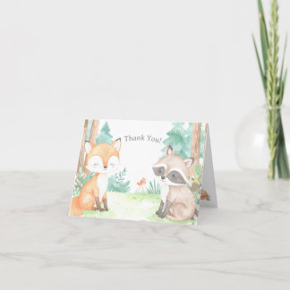 Schattigee Woodland Baby shower Theme Invitation Bedankkaart
