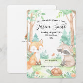 Schattigee Woodland Baby shower Theme Invitation Kaart (Voorkant / Achterkant)