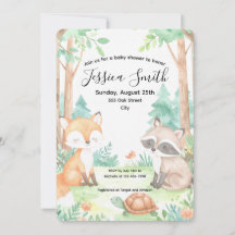 Schattigee Woodland Baby shower Theme Invitation