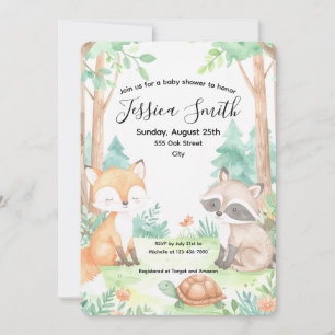 Schattigee Woodland Baby shower Theme Invitation Kaart