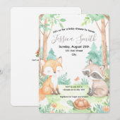Schattigee Woodland Baby shower Theme Invitation Kaart (Voorkant / Achterkant)