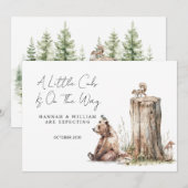 Schattigee Woodland Beer Cub zwangerschapsaankondi Aankondiging (Voorkant / Achterkant)