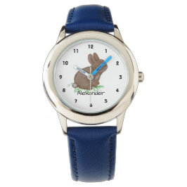 Schattigee Woodland Bunny Naam Custom Horloge