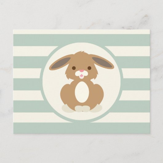 Schattigee Woodland Bunny Rabbit op Light Sage Gre Briefkaart (Voorkant)