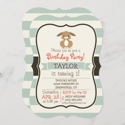 Schattigee Woodland Bunny Rabbit op Light Sage Gre Kaart (Voorkant / Achterkant)