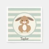Schattigee Woodland Bunny Rabbit op Light Sage Gre Servetten (Voorkant)