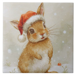 Schattigee Woodland Christmas Bunny Tegeltje
