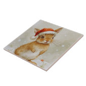 Schattigee Woodland Christmas Bunny Tegeltje (Zijkant)