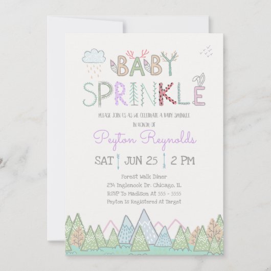 Schattigee Woodland Creatures Baby Sprinkle Invita Kaart (Voorkant)