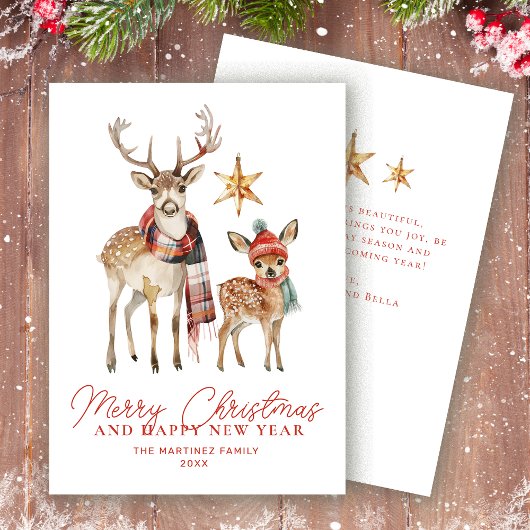 Schattigee Woodland Deer en Star Merry Christmas F Feestdagenkaart