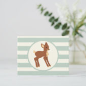 Schattigee Woodland Deer; Sage Green Stripes Briefkaart (Staand voorkant)
