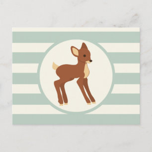 Schattigee Woodland Deer; Sage Green Stripes Briefkaart