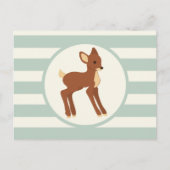 Schattigee Woodland Deer; Sage Green Stripes Briefkaart (Voorkant)