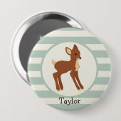 Schattigee Woodland Deer; Sage Green Stripes Ronde Button 4,0 Cm (Voorkant /achterkant)
