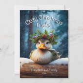 Schattigee Woodland Duck Winter Forest Gezellige K Feestdagenkaart (Voorkant)