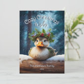 Schattigee Woodland Duck Winter Forest Gezellige K Feestdagenkaart (Staand voorkant)