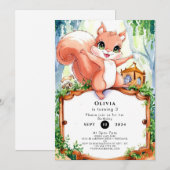 Schattigee Woodland Eekhoorn Verjaardag Kaart (Voorkant / Achterkant)