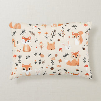 Schattigee Woodland Fox en Bunny Pattern op wit Accent Kussen